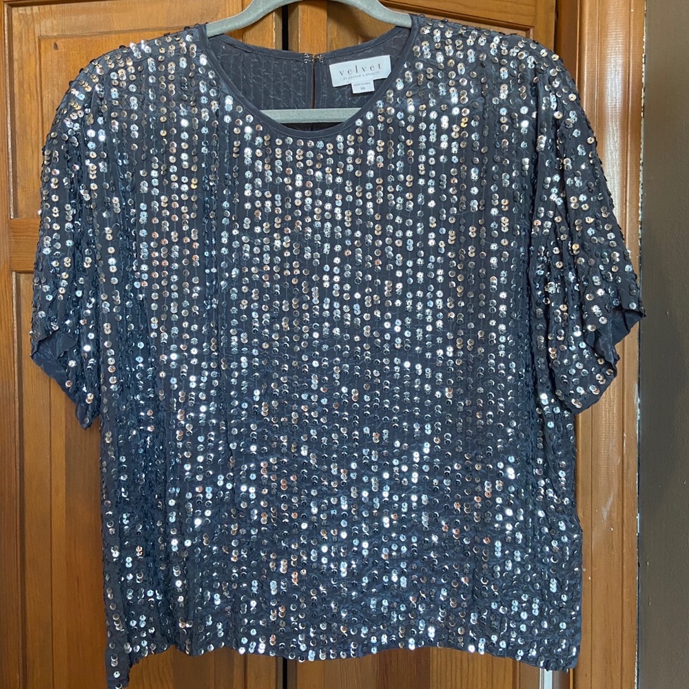Sequins Velvet by Graham & Spencer Shirt Blouse XS